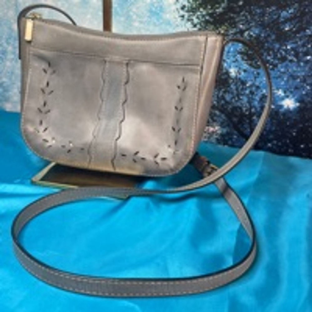 Women's Frye Gray Leather Crossbody Bag VGC - Picture 2 of 11
